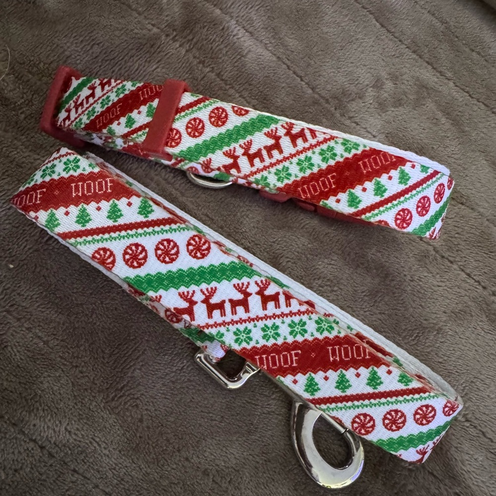 Festive Dog Leash with Holiday Pattern